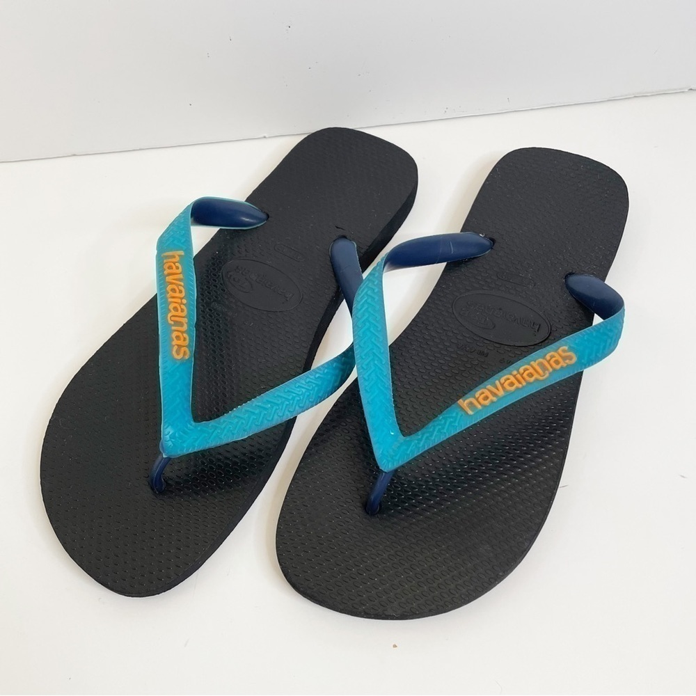 Havaianas Mens Casual Flip Flops / Sandals Blue Orange Size 9